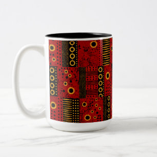 2 Couleurs Tasse patchwork tribal à soleil éclaté rouge afric