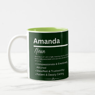 2 Couleurs Tasse personnalisée Amanda, définition de nom