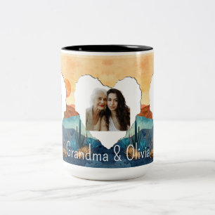 2 Couleurs Tasse personnalisée avec 3 photos et texte personn