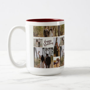 2 Couleurs Tasse personnalisée avec collage de photos de mari