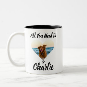 2 Couleurs Tasse personnalisée avec nom et photo de chien d'a