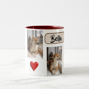 2 Couleurs Tasse personnalisée avec photo de chien et nom Mon
