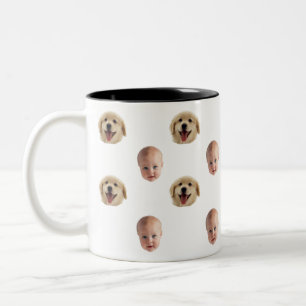 2 Couleurs Tasse personnalisée avec visage de famille mignon 
