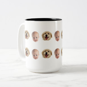 2 Couleurs Tasse personnalisée avec visage de famille mignon 
