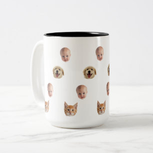 2 Couleurs Tasse personnalisée avec visage de famille mignon 