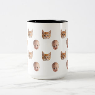 2 Couleurs Tasse personnalisée avec visage de famille mignon 