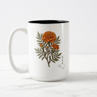 2 Couleurs Tasse personnalisée Fleur de naissance du mois d'o