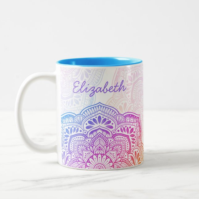 2 Couleurs Tasse personnalisée Iris Mandala 11 oz (Gauche)