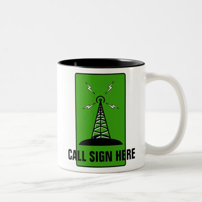 2 Couleurs Tasse personnalisée par radio amateur d'indicatif (Droit)