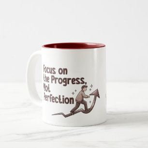 2 Couleurs Tasse personnalisée 'Se concentrer sur le progrès