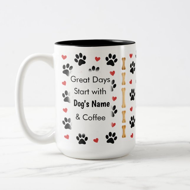 2 Couleurs Tasse photo de chien personnalisée – Photo et  de  (Gauche)
