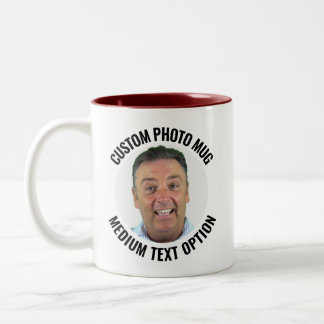 2 Couleurs Tasse photo personnalisée bicolore MAROON avec tex