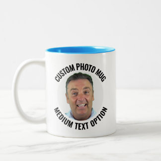 2 Couleurs Tasse photo personnalisée bleu clair moyen ton sur