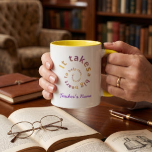 2 Couleurs Tasse pour l'enseignant au cœur en spirale, Cadeau