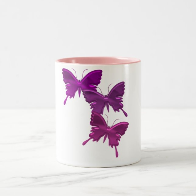 2 Couleurs Tasse pourpre de conception de papillon (Centre)