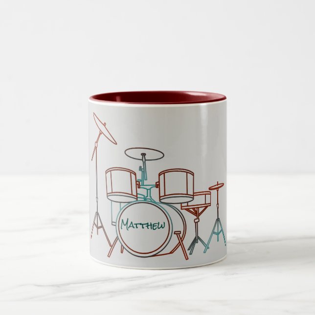 2 Couleurs Tasse réglée personnalisée de tambour (Centre)