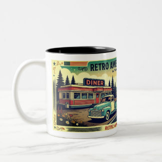 2 Couleurs Tasse Rétro Américaine Route Scénique