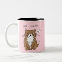 Tasse rose de chat de Meh d'humeur actuelle nommée