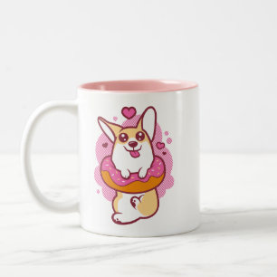 2 Couleurs Tasse rose de corgi de beignet