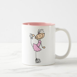 2 Couleurs Tasse rose de fille de patinage de glace