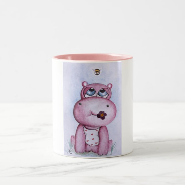 2 Couleurs Tasse rose d'hippopotame (Centre)