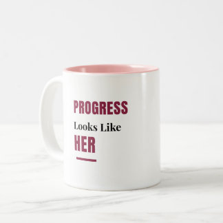2 Couleurs Tasse rose « Le progrès ressemble à elle » – Cadea