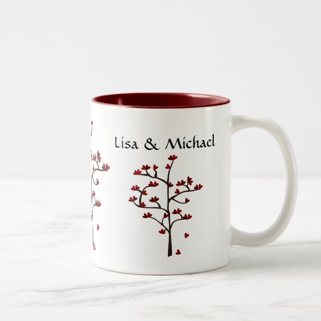 2 Couleurs Tasse rouge d'amour d'arbre de coeur (Droit)