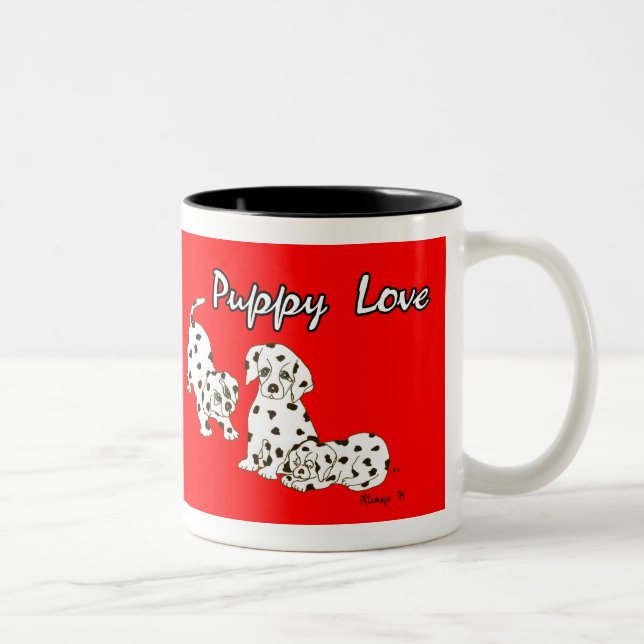 2 Couleurs Tasse rouge d'amour de chiot (Droit)