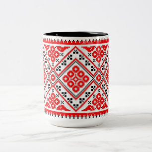 2 Couleurs Tasse rouge des soleils de broderie de Vyshyvanka