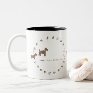 2 Couleurs Tasse Routine Promenade Chien & Café