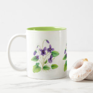 2 Couleurs Tasse sauvage de violettes d'aquarelle