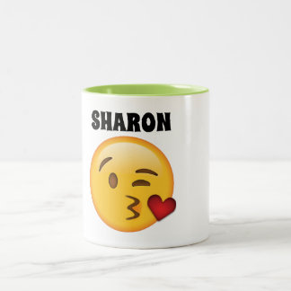 2 Couleurs Tasse Sharon-Personnalisée d'emoji