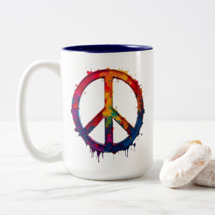 2 Couleurs Tasse signe de paix coloré