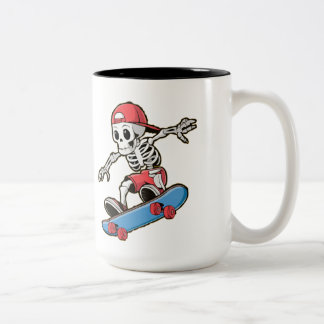 2 Couleurs Tasse squelette de skateboard