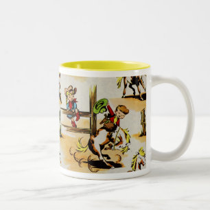 2 Couleurs Tasse vintage de cow-girl de cowboy