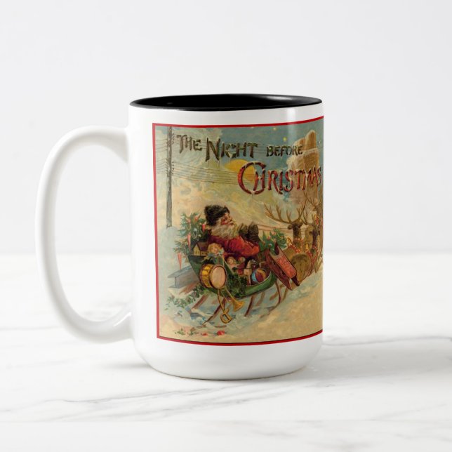 2 Couleurs Tasse Vintage Santa la Nuit Avant Noël (Gauche)