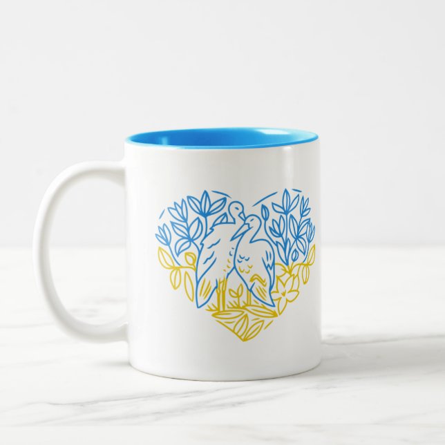 2 Couleurs Tenez-vous face à la tasse ukrainienne (Gauche)