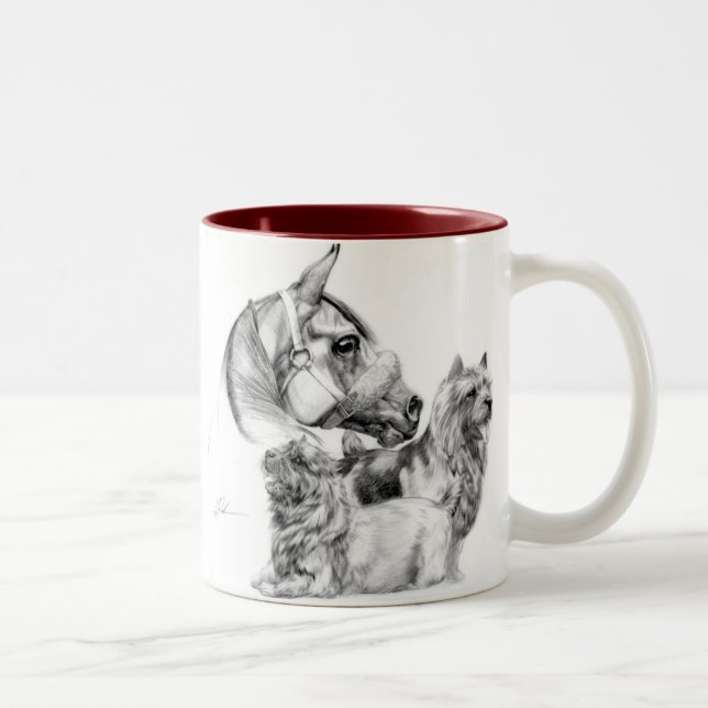 2 Couleurs Terriers de Norwich et tasse de cheval (Droit)