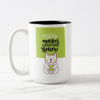 2 Couleurs Thé matcha chat drôle tasse