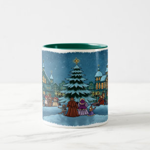2 Couleurs ton de la tasse deux de ville de Noël