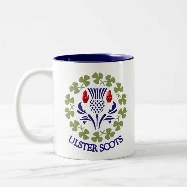 2 Couleurs Ulster-Ecossais chardon et tasse de shamrock (Gauche)