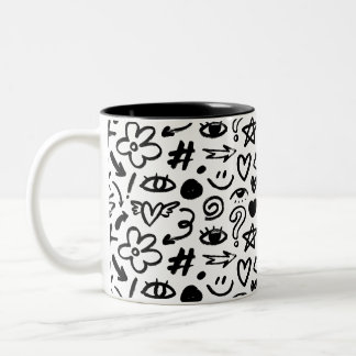 2 Couleurs Une tasse avec un beau design moderne en noir et b