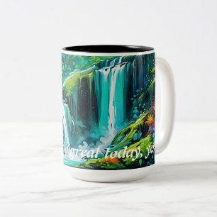 2 Couleurs Une tasse de cascade inspirante pour passer une bo