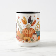 Une tasse mignonne avec imprimé d'automne