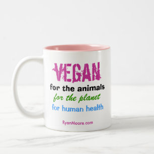 2 Couleurs Vegan pour les animaux Tasse à café à deux tons