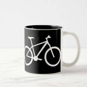 2 Couleurs Vélo de montagne blanc sur la tasse noire