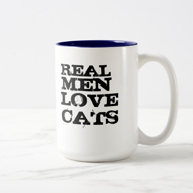 2 Couleurs Vraie tasse de chats d'amour d'hommes (Droit)