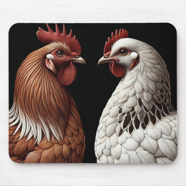 2 Country Chickens Farm Barnyard Kitchen Mouse Pad (Front)