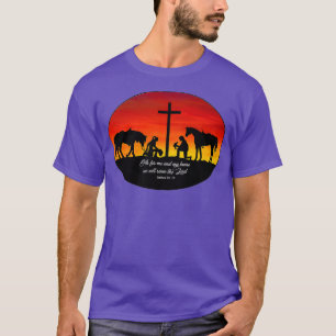 2 Cowhands Praying At The Cross Sunset T-Shirt