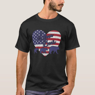  2 Cubs USA Flag Heart  T-Shirt